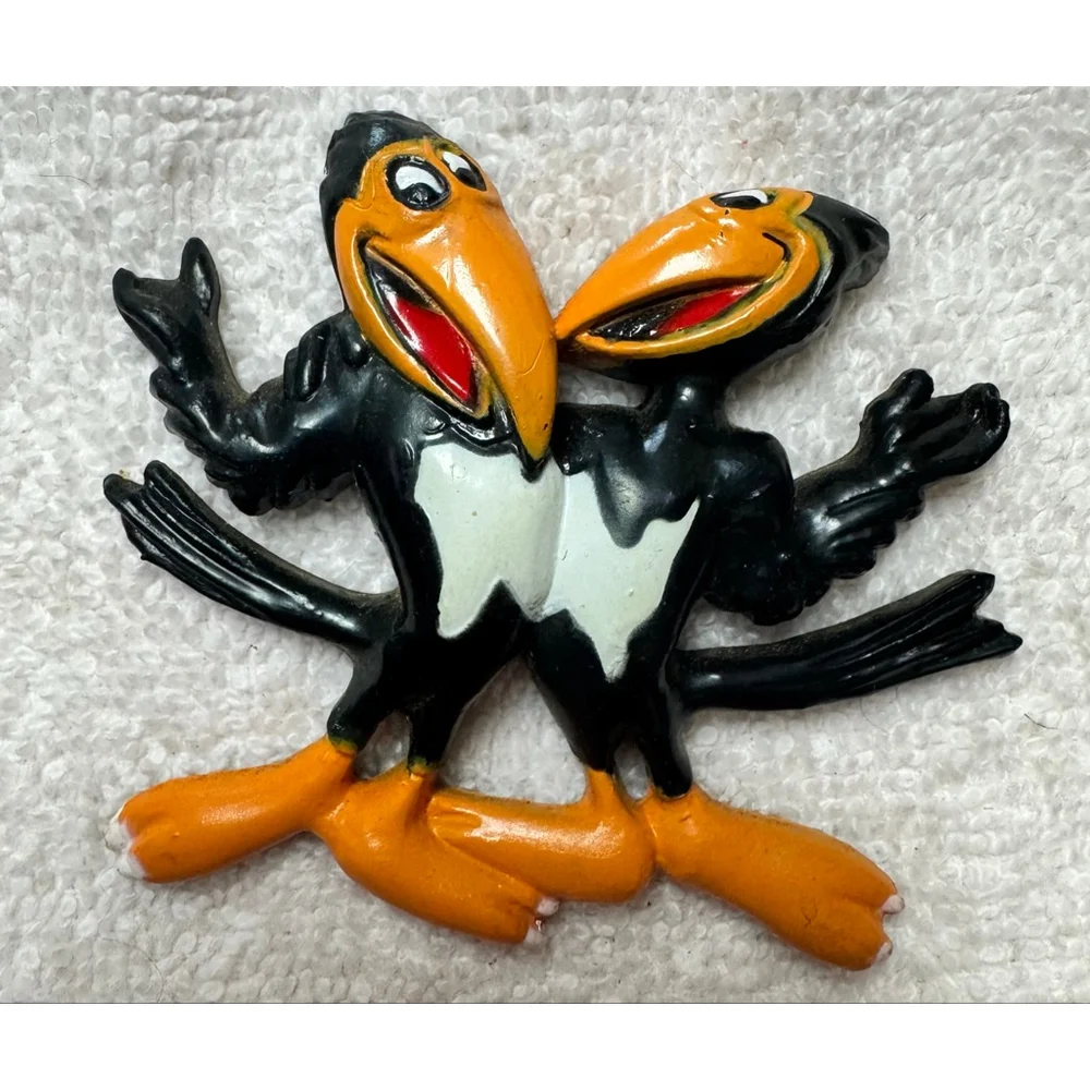 Vintage 1991 Viacom Heckle & Jeckle magpies rubber refrigerator magnet